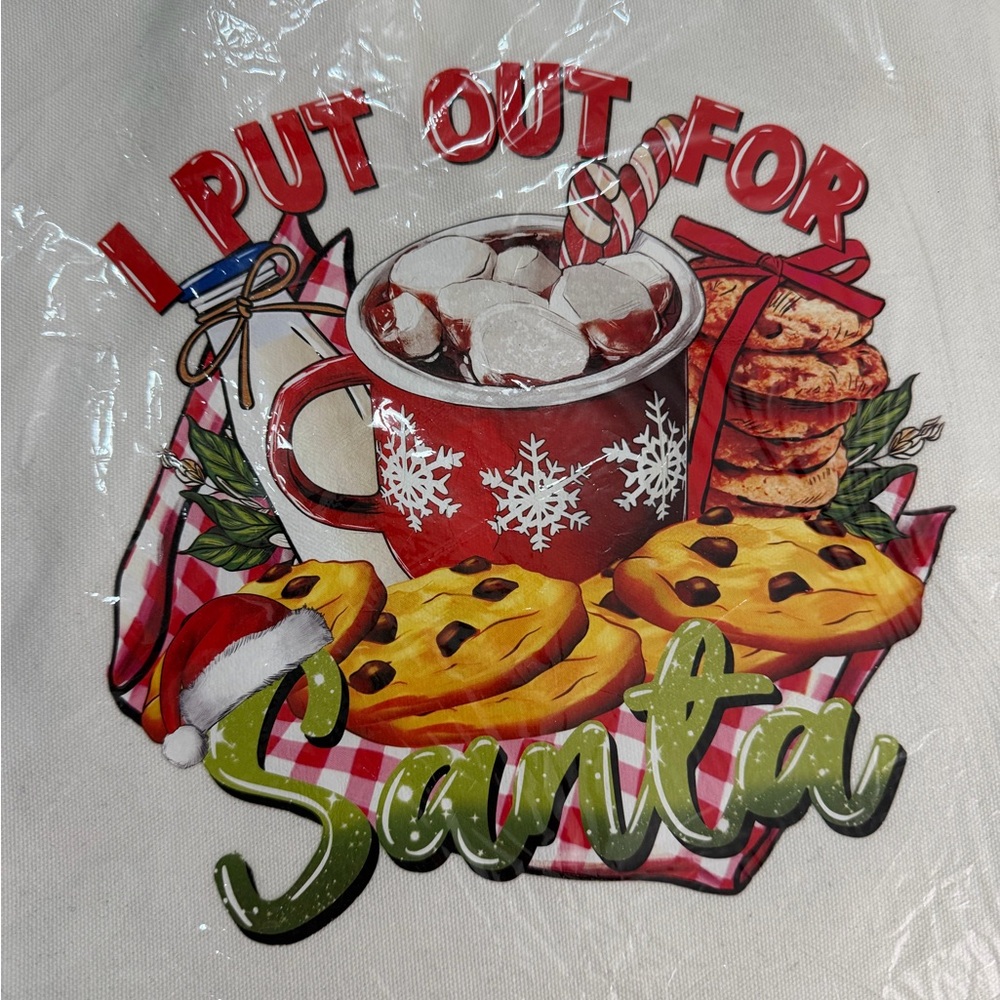 (NWT) Festive Santa Tote Holiday Decor